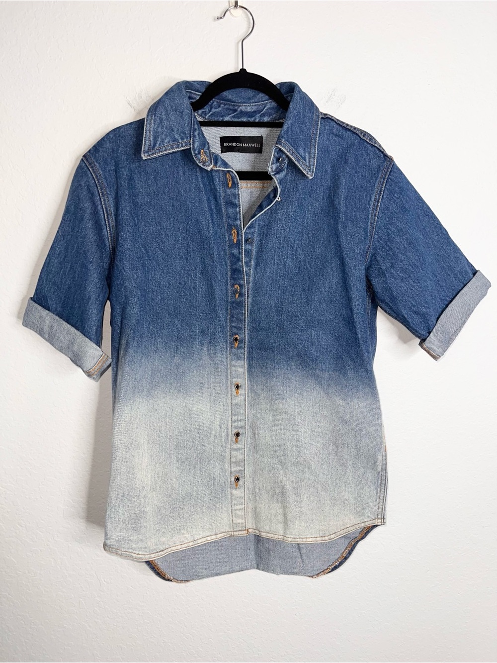 Brandon Maxwell Denim Shirt Top Women’s Small Ombré Designer